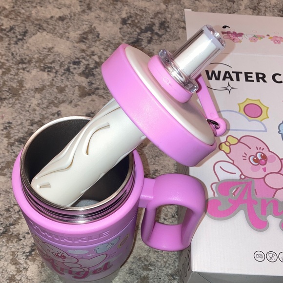 Pink water bottle “angel” 850ML NWT COMES WITH STRAW - Picture 4 of 5